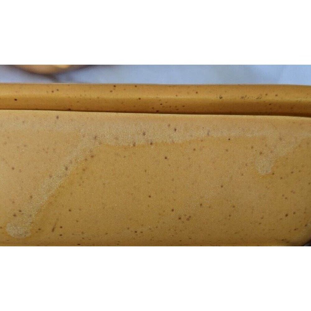 Vtg California Pottery Lid Dish L66 Yellow Gold Mid Century Speckled MCM Snack - Picture 9 of 16